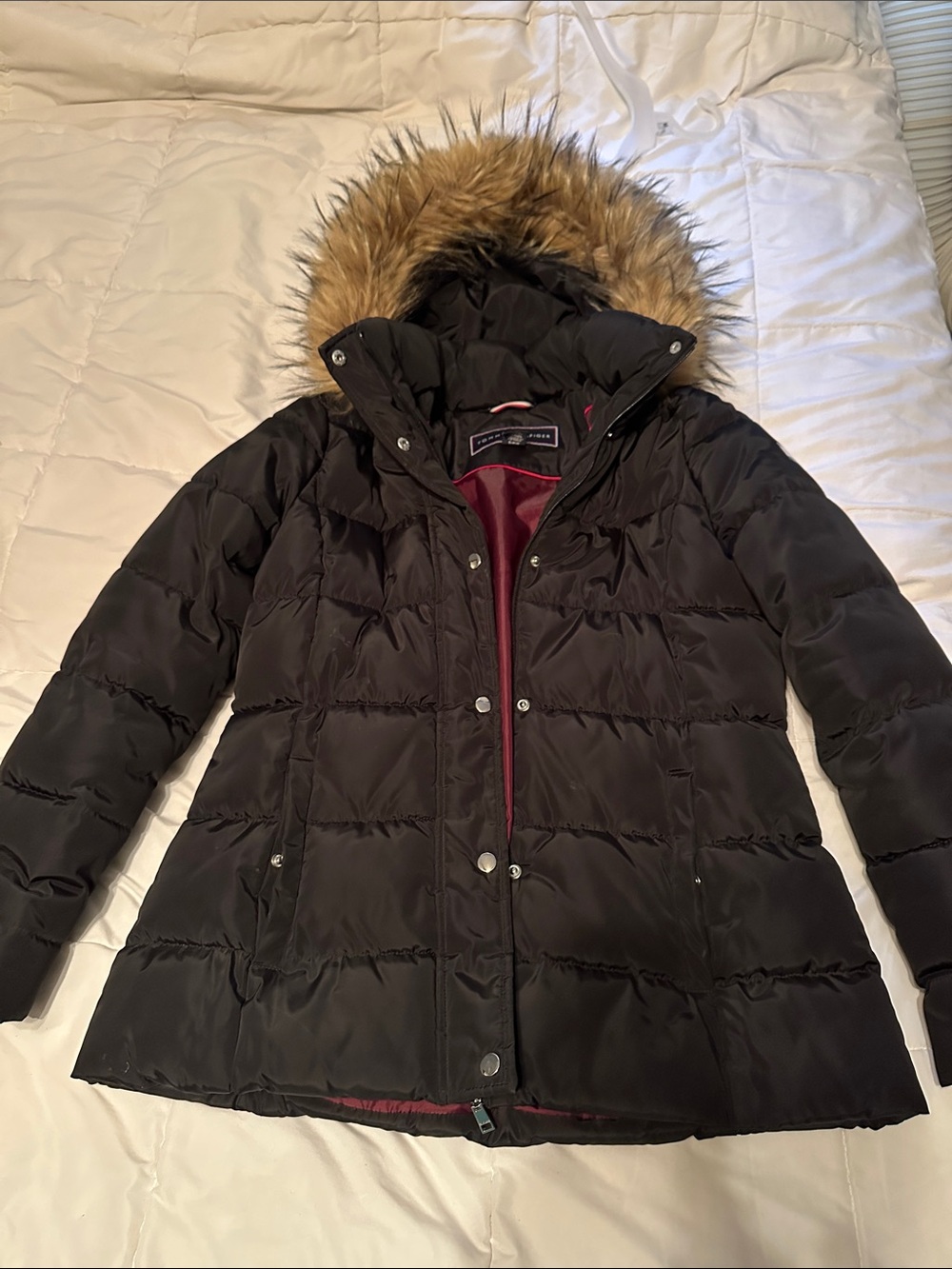 Tommy Hilfiger Puffer Coat with Faux Fur Hood